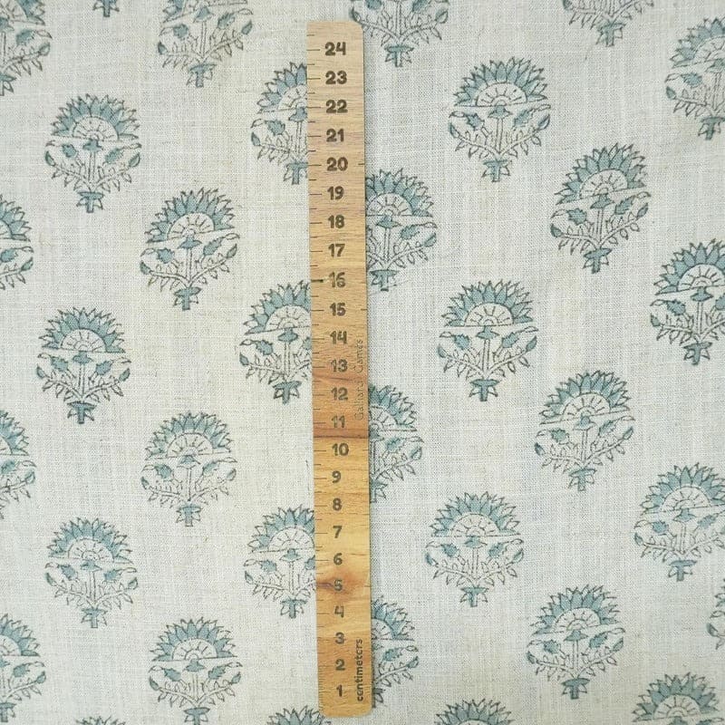 Handcrafted Block Print Blue Floral Viscose Linen Fabric – Inderjeet