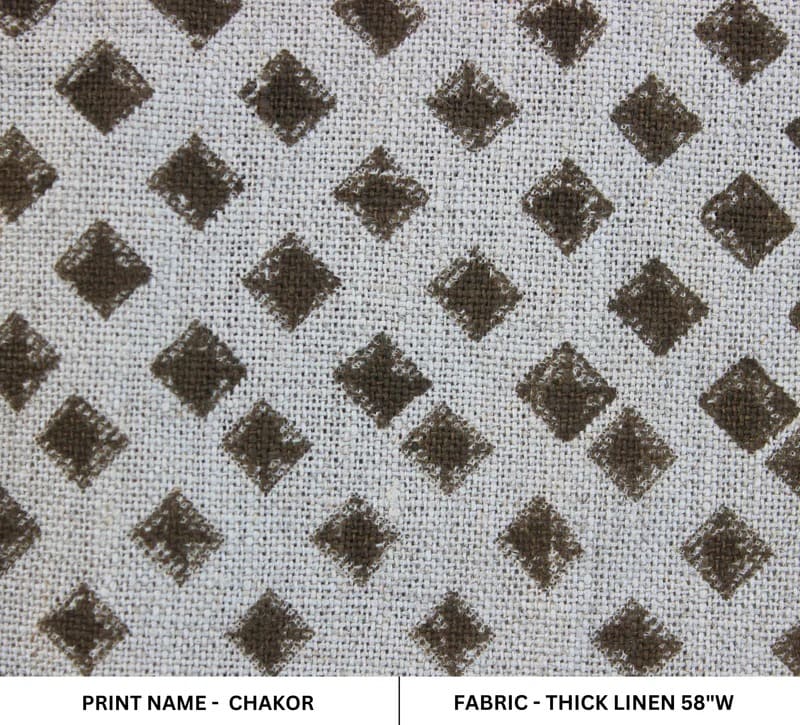 Handcrafterd Linen Grey & Brown Fabric For Home Decor - Chakor