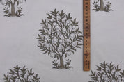 Hand Block Print Grey Thick Cotton Fabric 63"W Fabric - Anar