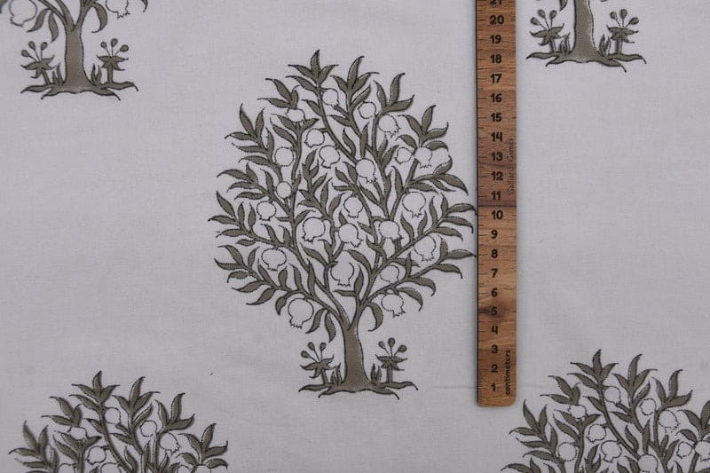 Hand Block Print Grey Thick Cotton Fabric 63"W Fabric - Anar