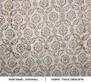 Hand finished Block Print Thick Linen Fabric For pillow - Shenaaj