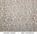 Hand finished Block Print Thick Linen Fabric For pillow - Shenaaj