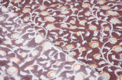 Handmade Artisan Block Print Brown Floral Canvas Fabric- Himachal