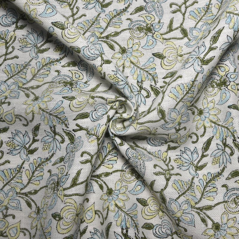 Handcrafted Floral Block Print Linen Fabric – Jamnotri