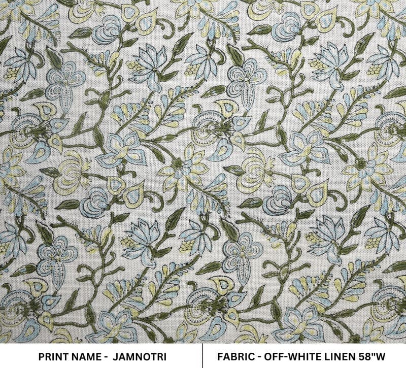 Handcrafted Floral Block Print Linen Fabric – Jamnotri