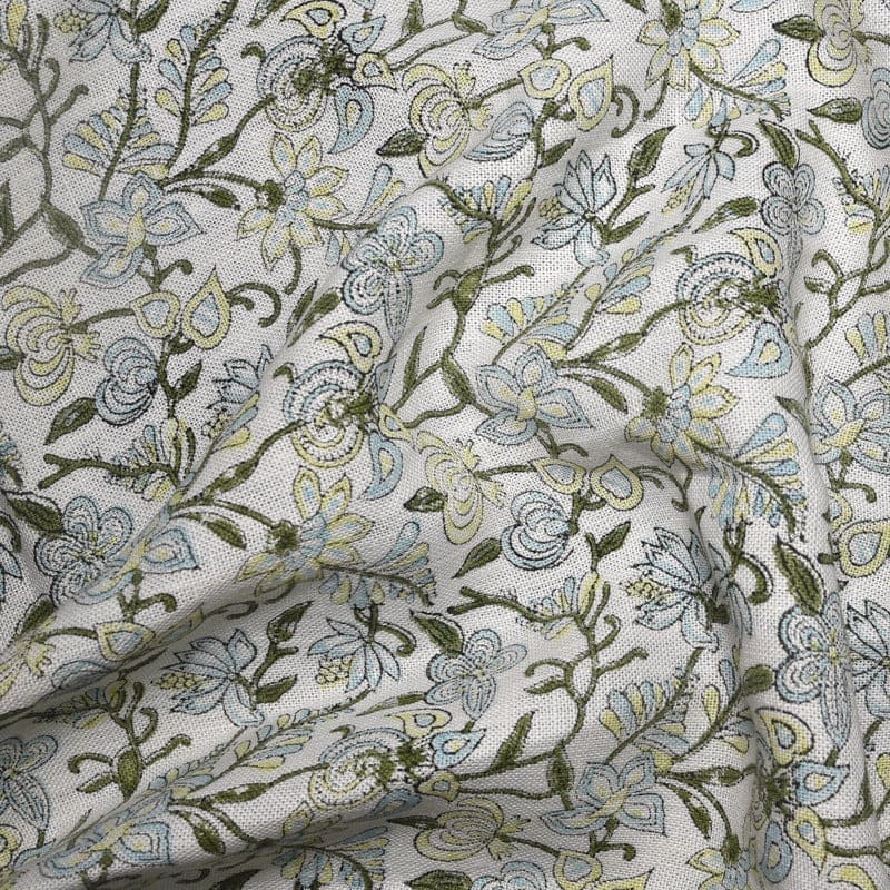 Handcrafted Floral Block Print Linen Fabric – Jamnotri