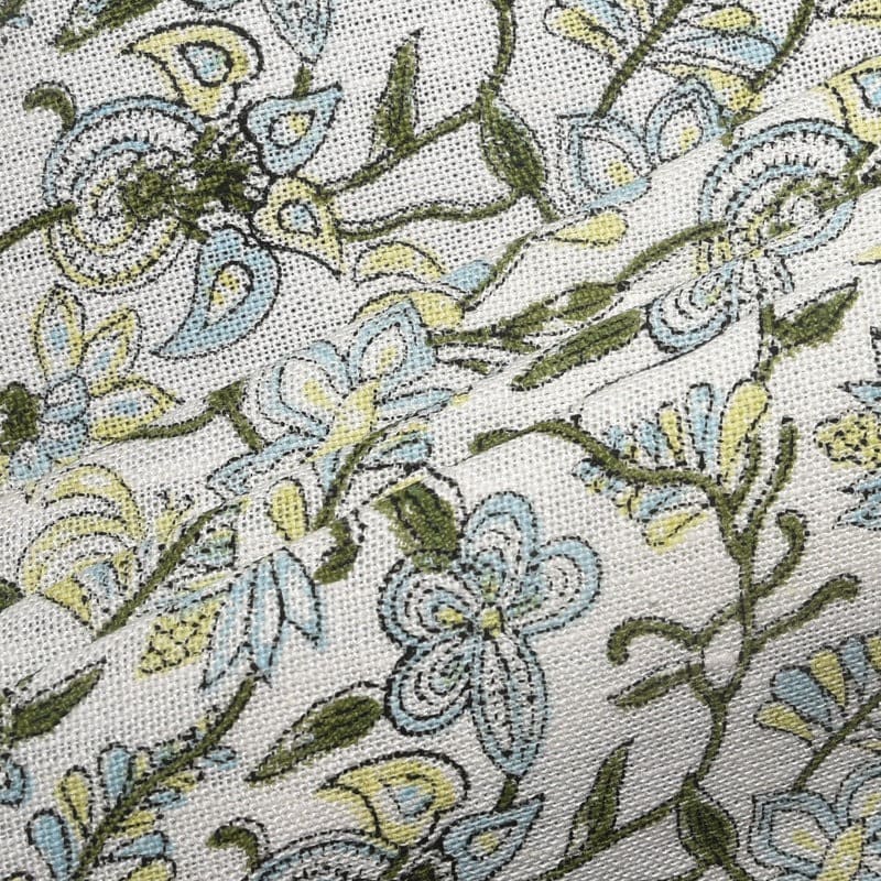 Handcrafted Floral Block Print Linen Fabric – Jamnotri