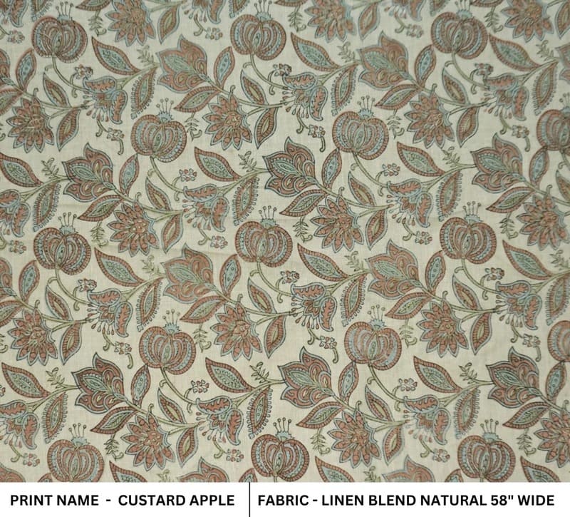 Handmade Block Brown Linen Fabric for Home Decor – Custard Apple