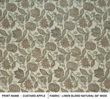 Handmade Block Brown Linen Fabric for Home Decor – Custard Apple
