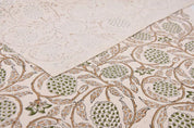 Block Print Brown Floral  Duck Canvas Fabric - Meraki