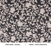 Hand Block Print Thick Linen Fabric For Pillow - Devdas