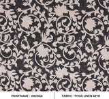 Hand Block Print Thick Linen Fabric For Pillow - Devdas