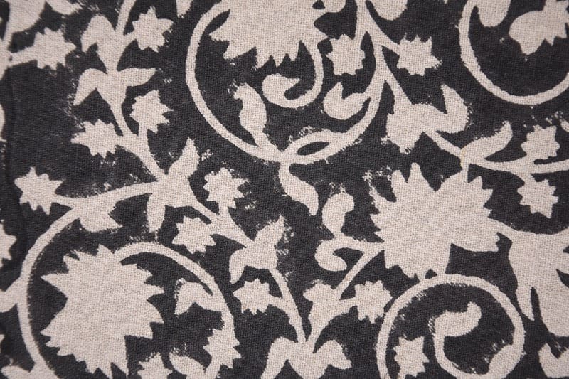 Hand Block Print Thick Linen Fabric For Pillow - Devdas