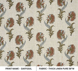 Handcrafted Block Print Beige Floral Thick Linen Fabric - Daffodil
