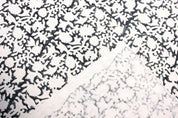 Aristan Handmade Block Print Black Off-White Linen Fabric - Kiskindha