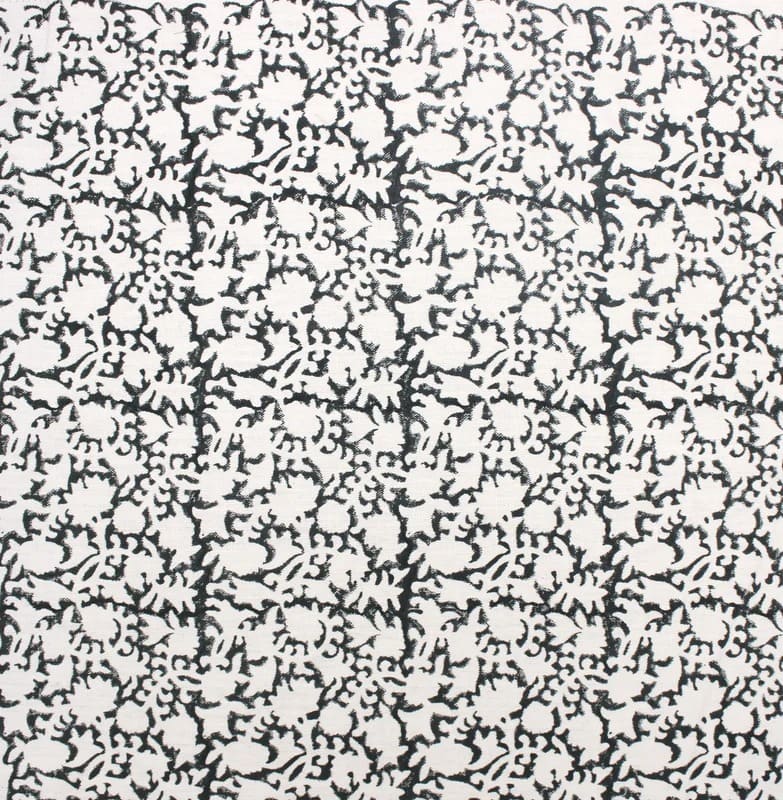 Aristan Handmade Block Print Black Off-White Linen Fabric - Kiskindha