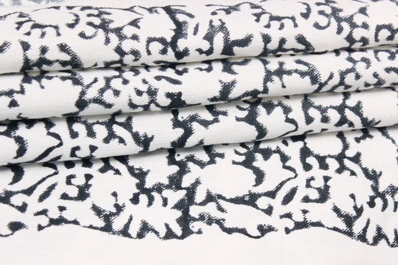 Aristan Handmade Block Print Black Off-White Linen Fabric - Kiskindha