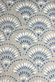 Premium Hand Block Print Blue Floral Thick Linen 58 W Fabric - Shubharambh