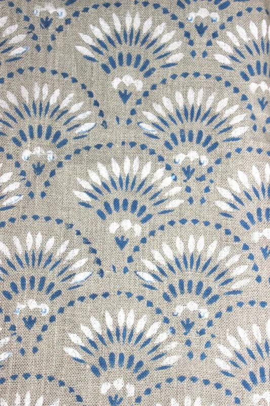 Premium Hand Block Print Blue Floral Thick Linen 58 W Fabric - Shubharambh