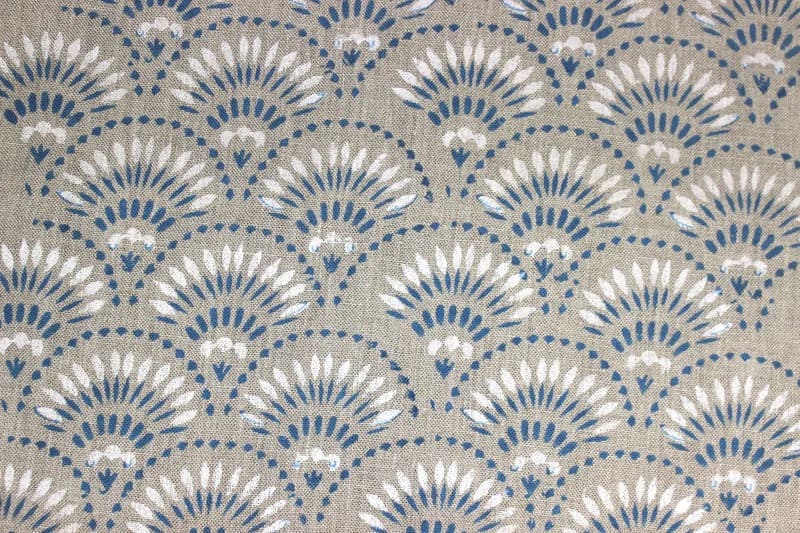 Premium Hand Block Print Blue Floral Thick Linen 58 W Fabric - Shubharambh