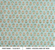 Aristnal Handmade Block Print Blue Viscose Linen Fabric - Tulsi Buti