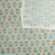 Aristnal Handmade Block Print Blue Viscose Linen Fabric - Tulsi Buti