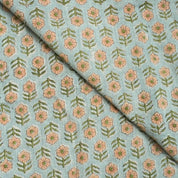 Aristnal Handmade Block Print Blue Viscose Linen Fabric - Tulsi Buti