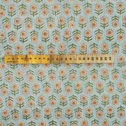 Aristnal Handmade Block Print Blue Viscose Linen Fabric - Tulsi Buti