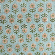 Aristnal Handmade Block Print Blue Viscose Linen Fabric - Tulsi Buti