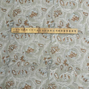 Handmade Block Print Brown Cotton Linen Blend Fabric - Saraswati