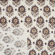 Handmade Block Print Brown Floral Viscose linen Fabric - Kusum