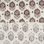 Handmade Block Print Brown Floral Viscose linen Fabric - Kusum