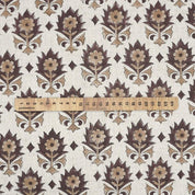 Handmade Block Print Brown Floral Viscose linen Fabric - Kusum