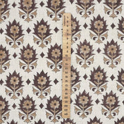 Handmade Block Print Brown Floral Viscose linen Fabric - Kusum