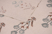 Aristan Handmade Block Print Brown Floral Pure Linen Fabric - Amitabh