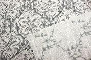 Handmade Block Print Gray Off White Linen Fabric - Pushp Samhita