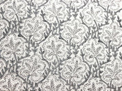 Handmade Block Print Gray Off White Linen Fabric - Pushp Samhita