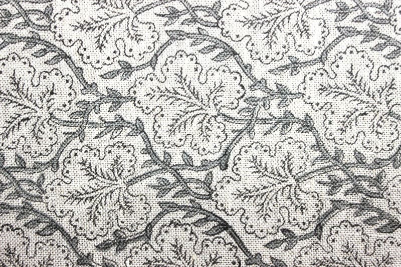 Handmade Block Print Gray Off White Linen Fabric - Pushp Samhita