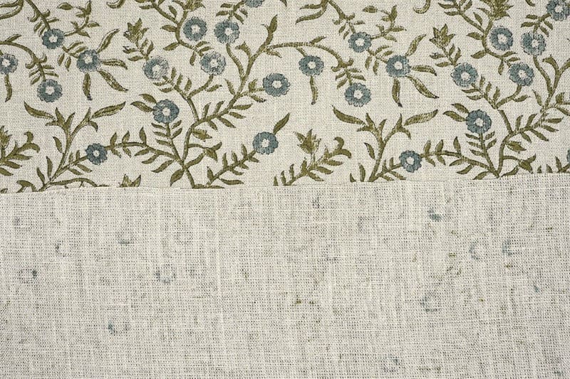 Handmade Block Print Gray Thick Linen Pure Fabric - Sehjan