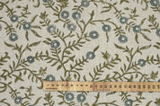 Handmade Block Print Gray Thick Linen Pure Fabric - Sehjan
