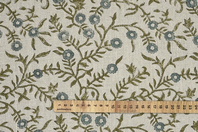 Handmade Block Print Gray Thick Linen Pure Fabric - Sehjan