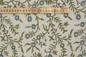 Handmade Block Print Gray Thick Linen Pure Fabric - Sehjan