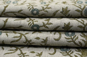 Handmade Block Print Gray Thick Linen Pure Fabric - Sehjan