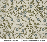 Handmade Block Print Gray Thick Linen Pure Fabric - Sehjan
