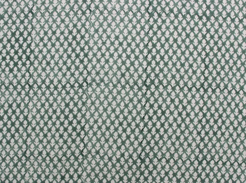 Handcrafted Block Print Gray FloralThick Linen Fabric - Hariyali