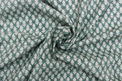 Handcrafted Block Print Gray FloralThick Linen Fabric - Hariyali
