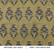 Handmade Block Printed Thick Linen Cushion Cover Fabric - Mormukut