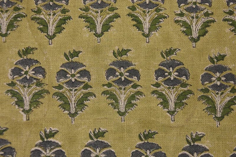 Handmade Block Printed Thick Linen Cushion Cover Fabric - Mormukut