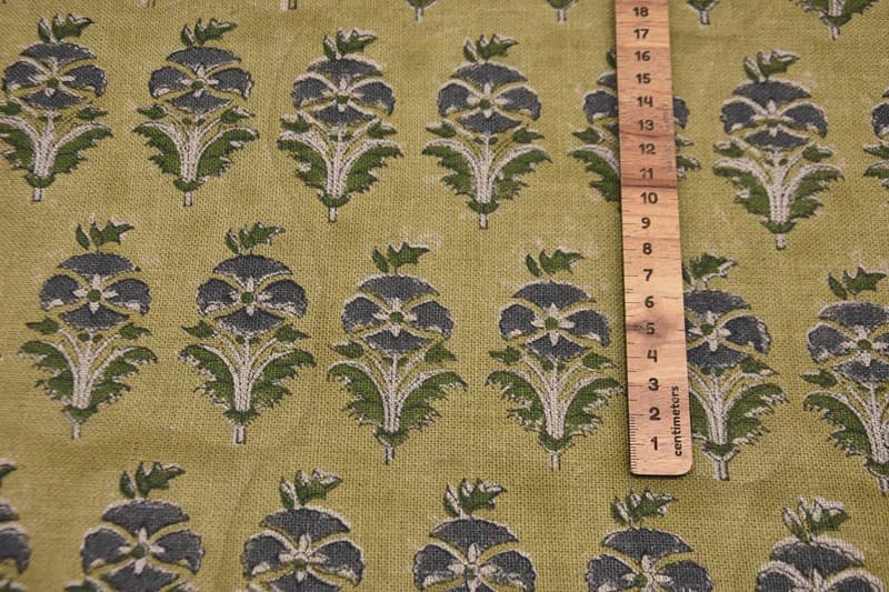 Handmade Block Printed Thick Linen Cushion Cover Fabric - Mormukut