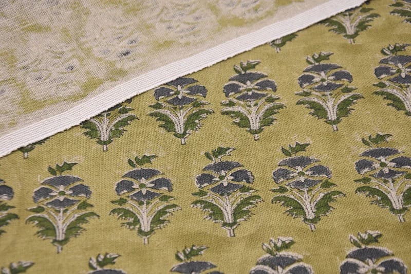 Handmade Block Printed Thick Linen Cushion Cover Fabric - Mormukut